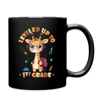 Leveled up to 1st Grade - Funny Giraffe - Full Colour Mug - black - Right