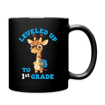 Leveled up to 1st Grade - Funny Giraffe - Full Colour Mug - black - Right