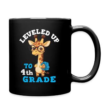 Leveled up to 4th grade - Funny Giraffe - Full Colour Mug - black - Right