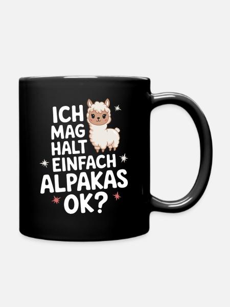 Alpaka Lama Alpakas Tier - Tasse einfarbig - Schwarz