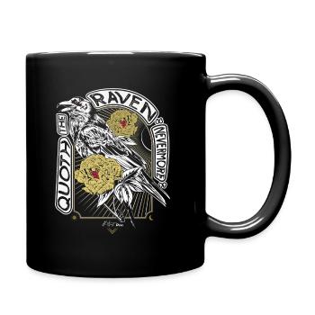 Rabe und Pfingstrosen - Edgar Allan Poe Zitat - Tasse einfarbig - Schwarz - Rechts