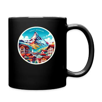 Zermatt Switzerland with Mount Matterhorn - Full Colour Mug - black - Right