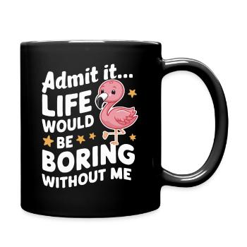 Flamingo Tier Rosa - Tasse einfarbig - Schwarz - Rechts
