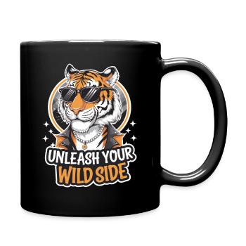 Tiger Tier Zoo Wildtier - Tasse einfarbig - Schwarz - Rechts
