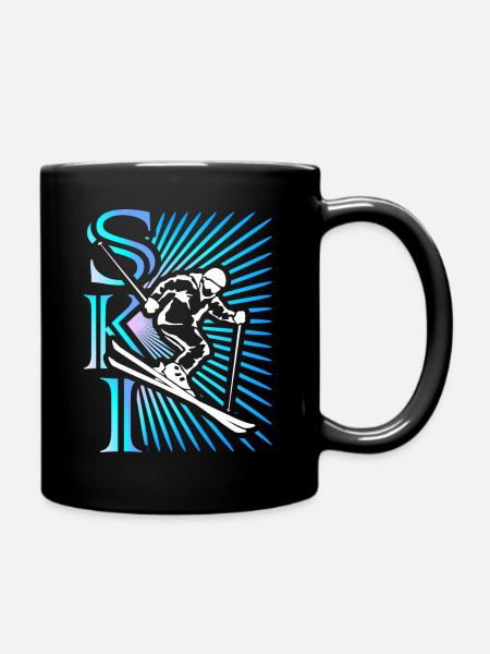 Skifahren Skiurlaub Wintersport Geschenk - Tasse einfarbig - Schwarz