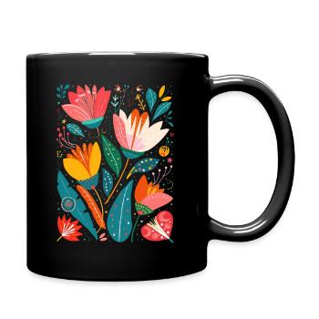 Otomi Blumenmuster Kulturelle Kunst - Tasse einfarbig - Schwarz - Rechts