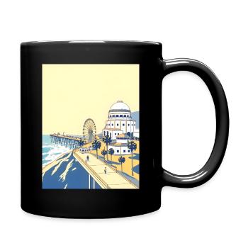 Retro Los Angeles Santa Monica Pier - Tasse einfarbig - Schwarz - Rechts