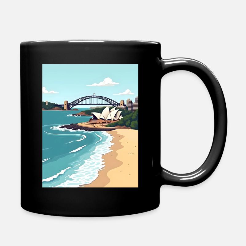 Sydney Highlights: Opera House, Harbour Bridge - Tasse einfarbig - Schwarz