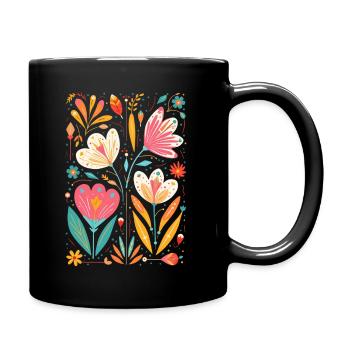 Otomi Blumenmuster Kulturelle Kunst - Tasse einfarbig - Schwarz - Rechts