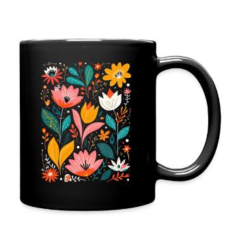 Otomi Blumenmuster Kulturelle Kunst - Tasse einfarbig - Schwarz - Rechts