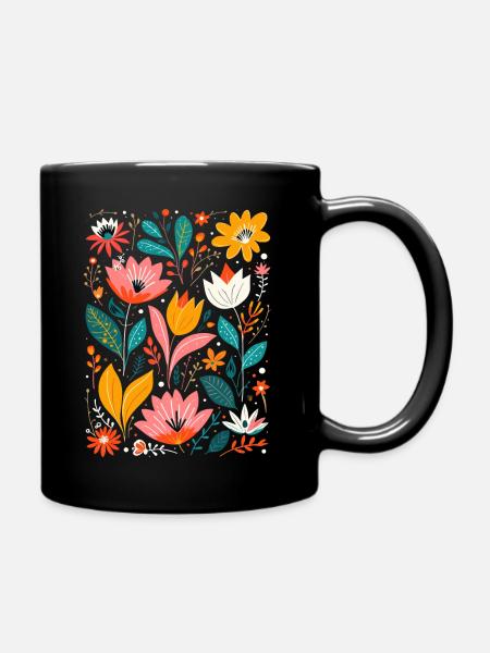 Otomi Blumenmuster Kulturelle Kunst - Tasse einfarbig - Schwarz