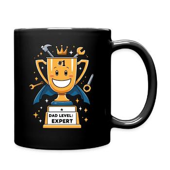Lustiges Dad Level Expert Trophäen-Design - Tasse einfarbig - Schwarz - Rechts