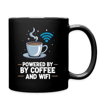 Powered by Kaffee und WLAN - Tasse einfarbig - Schwarz - Rechts