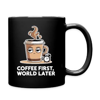 Coffee First - Conception de tasse endormie - Mug uni - noir - Droite