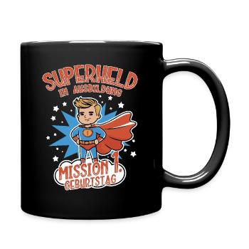 Superheld in Ausbildung 1. Geburtstag Junge blond - Tasse einfarbig - Schwarz - Rechts