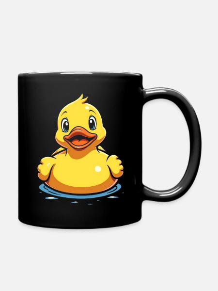 Ente Quietscheente Badeente gelb Wasser schwimmen - Tasse einfarbig - Schwarz
