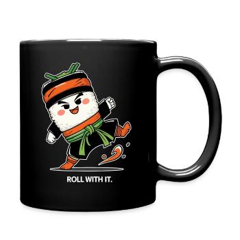 Sushi-Kämpfer mit Karategürtel - Tasse einfarbig - Schwarz - Rechts