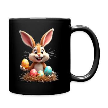 Easter Bunny, Easter Egg, Easter Funny, Cute - Full Colour Mug - black - Right