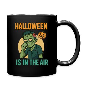 Zombie d’Halloween avec citrouille - Mug uni - noir - Droite