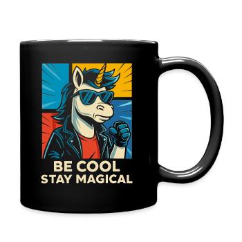 Cooles Einhorn im Retro-Stil - Tasse einfarbig - Schwarz - Rechts