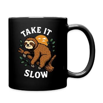 Take It Slow - Sloth Design - Full Colour Mug - black - Right