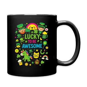 Lucky to Be Awesome St. Patrick Design - Tasse einfarbig - Schwarz - Rechts