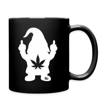Frecher Zwerg mit Hanfblatt - Tasse einfarbig - Schwarz - Rechts