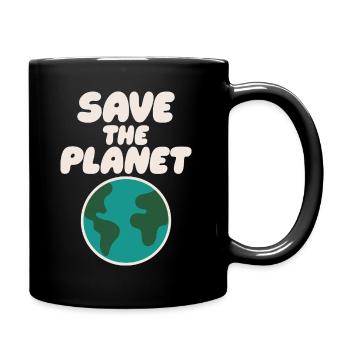 Save the Planet - Earth Design - Tasse einfarbig - Schwarz - Rechts