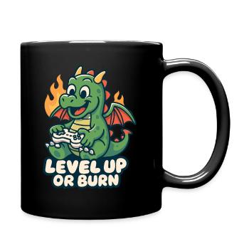 Gamer Drache Level Up - Tasse einfarbig - Schwarz - Rechts