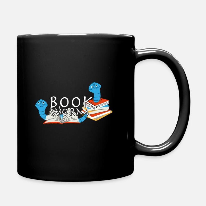 Bücherwurm Leseratte - Tasse einfarbig - Schwarz