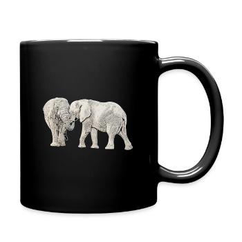 Elefant - Tasse einfarbig - Schwarz - Rechts