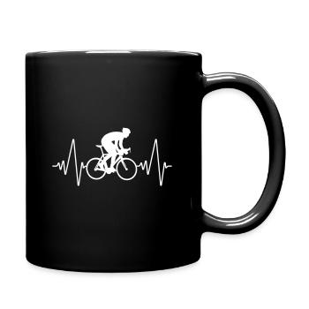 Herzschlag Fahrrad | Radrennen Heartbeat - Tasse einfarbig - Schwarz - Rechts
