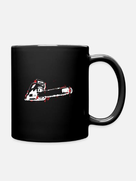 tronçonneuse sanglante tronçonneuse bûcheron bois parole - Mug uni - noir