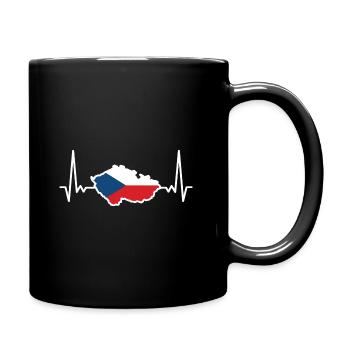 Tschechien Karte Flagge Herzschlag EKG - Tasse einfarbig - Schwarz - Rechts