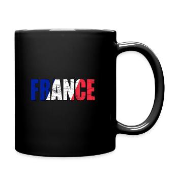 Frankreich - France Flagge Fußball - Tasse einfarbig - Schwarz - Rechts