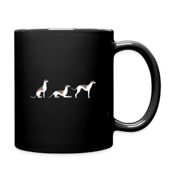 Sitz Platz Steh Whippet - Tasse einfarbig - Schwarz - Rechts