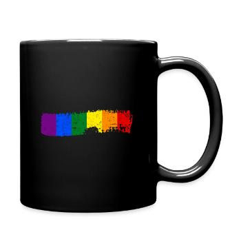 Pinselstrich Regenbogenflagge - Tasse einfarbig - Schwarz - Rechts