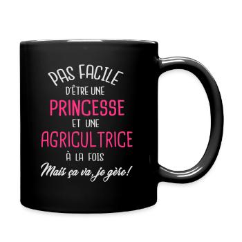 Pas facile d'être princesse et agricultrice - Mug uni - noir - Droite