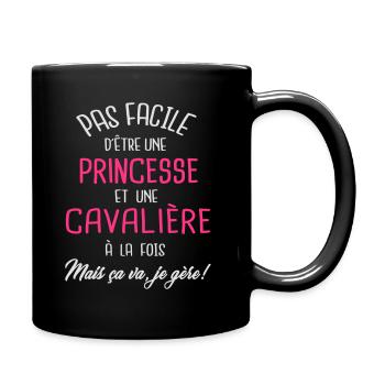 Pas facile d'être princesse et cavalière - Mug uni - noir - Droite