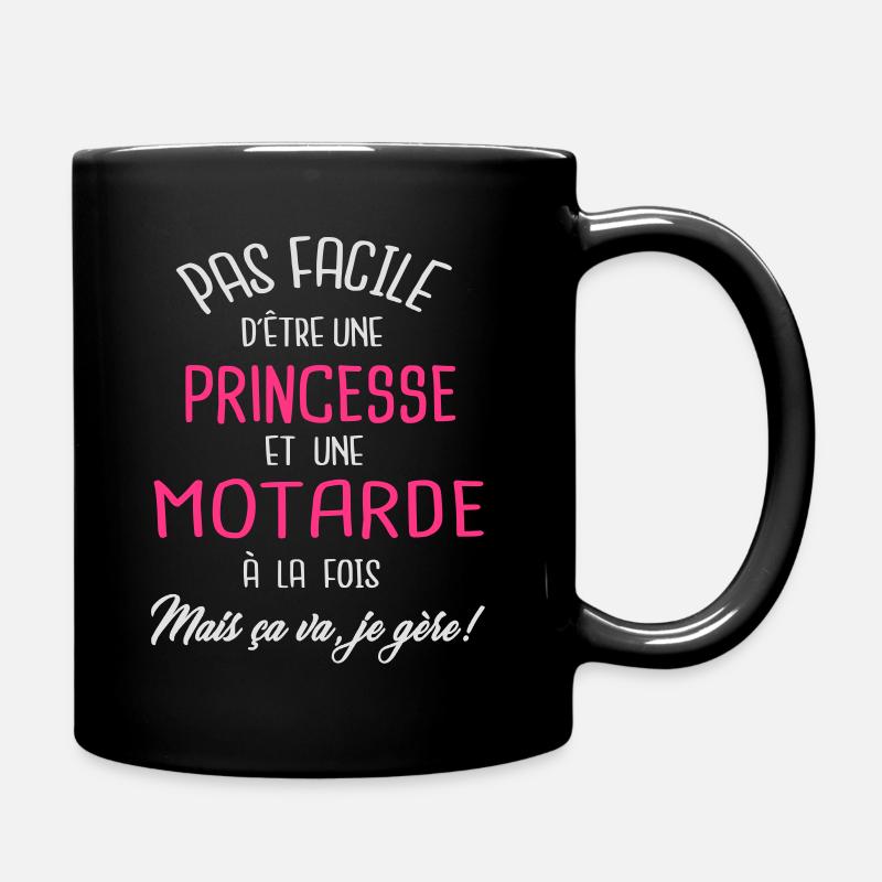 Pas facile d'être princesse et motarde - Mug uni - noir