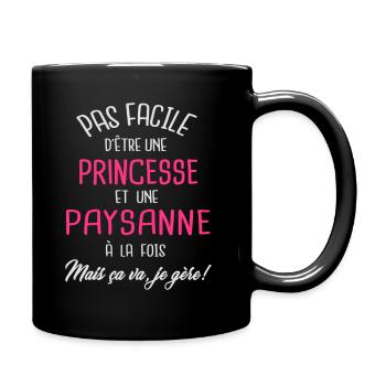 Pas facile d'être princesse et paysanne - Mug uni - noir - Droite