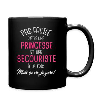 Pas facile d'être princesse et secouriste - Mug uni - noir - Droite