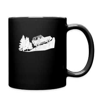 Off-road 4x4 four-wheel drive climbs mountain - Full Colour Mug - black - Right