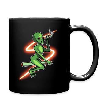Weed Alien on a Joint - Full Colour Mug - black - Right