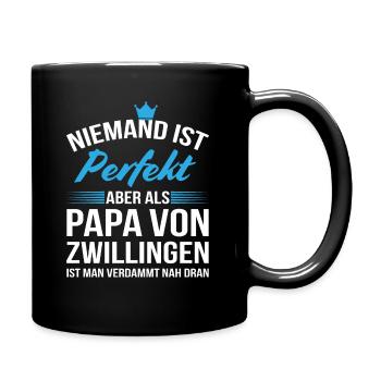 Papa von Zwillingen Zwillinge Vater Geschenk - Tasse einfarbig - Schwarz - Rechts
