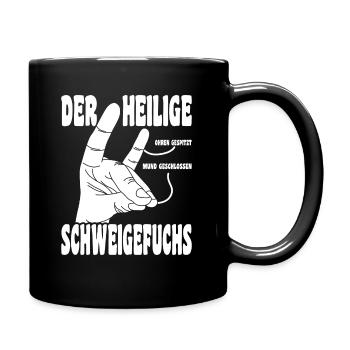Der heilige Schweigefuchs Ohren gespitzt - Tasse einfarbig - Schwarz - Rechts