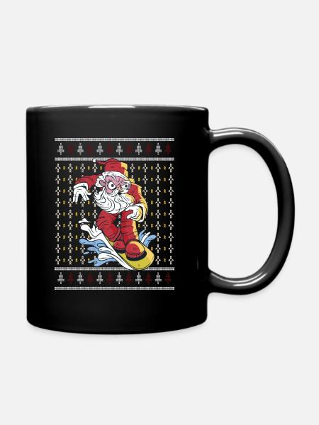 Ugly Christmas sweater avec Père Noël - Mug uni - noir