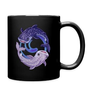 Cooles Walhai Whale Shark Yin Yang Design - Tasse einfarbig - Schwarz - Rechts
