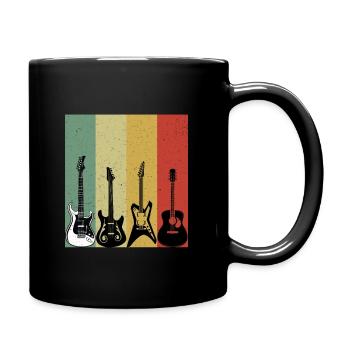 Vintage Gitarre T-Shirt Geschenk - Tasse einfarbig - Schwarz - Rechts
