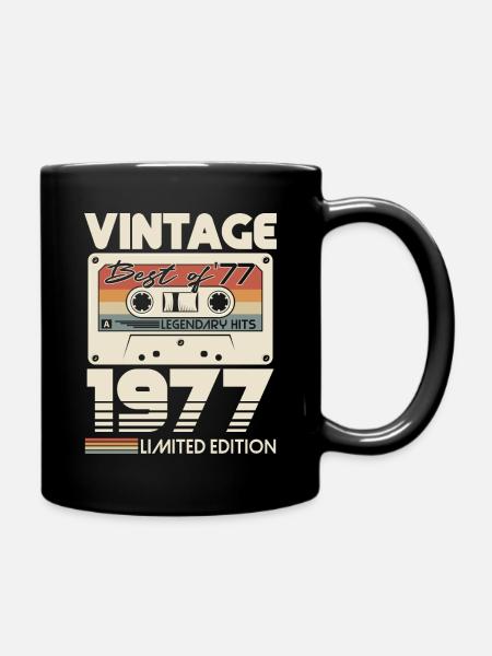 1977 Jahrgang geboren Vintage Geburtstag Retro - Tasse einfarbig - Schwarz